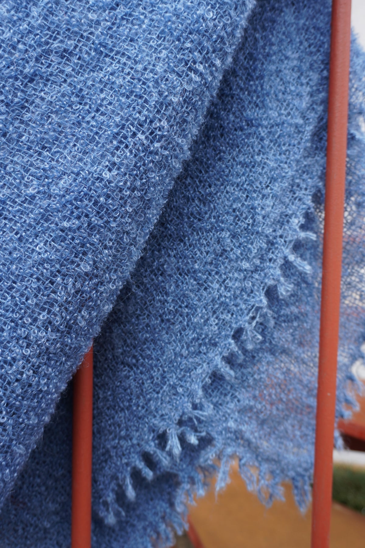 Protea Boucle Mohair Throw In Blue