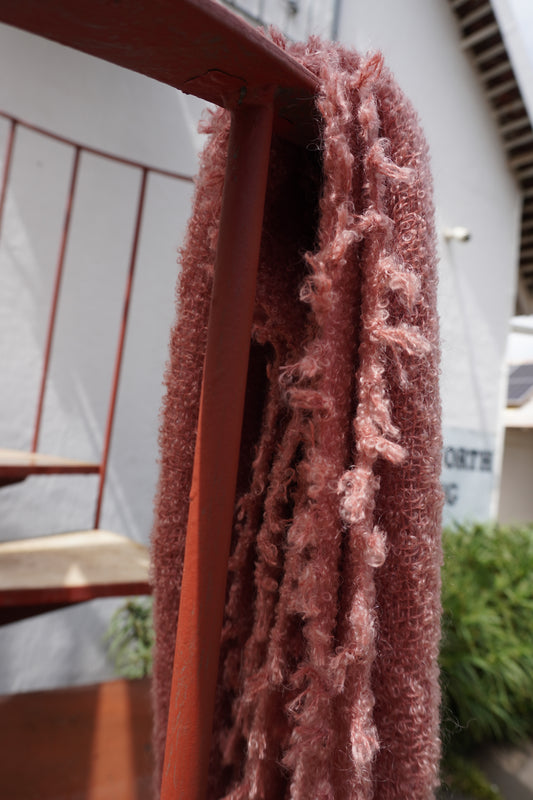 Protea Boucle Mohair Throw In Pink