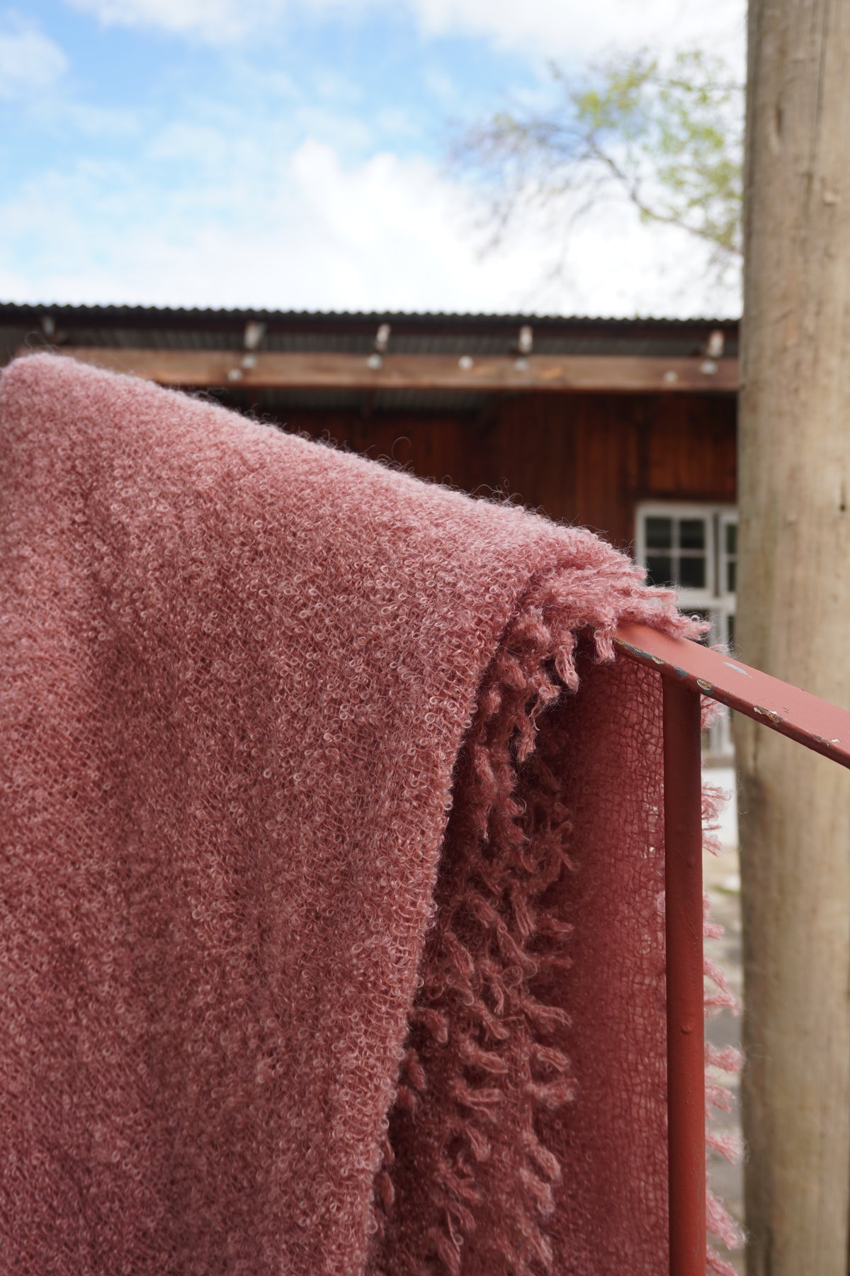 Protea Boucle Mohair Throw In Pink