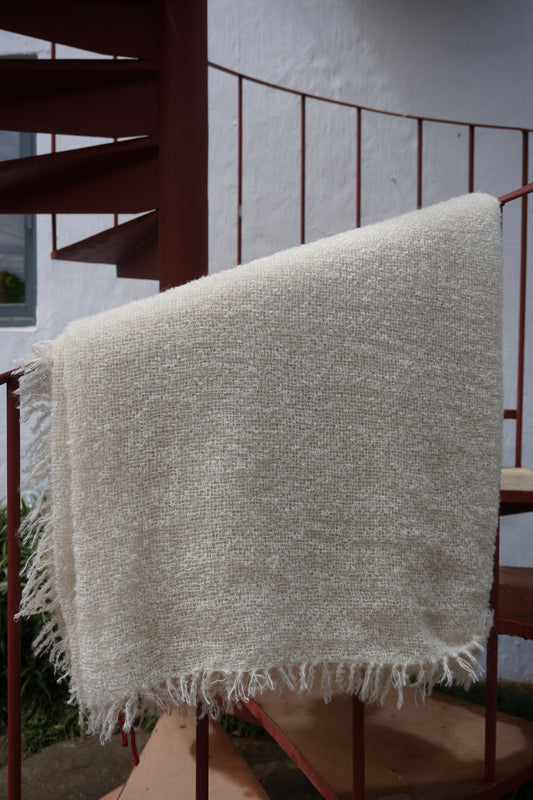 Protea Boucle Mohair Throw In White