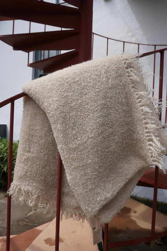 Protea Boucle Mohair Throw in Stone