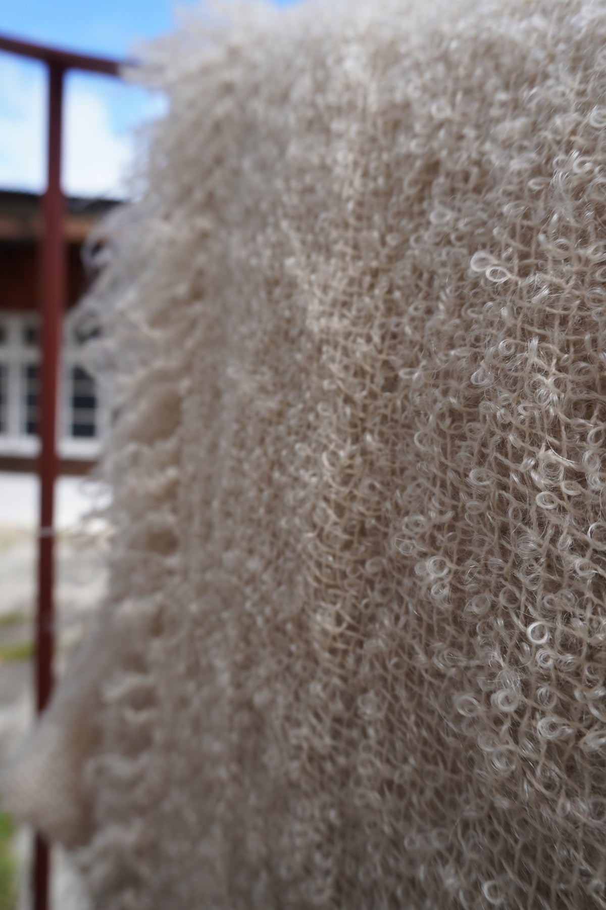 Protea Boucle Mohair Throw in Stone