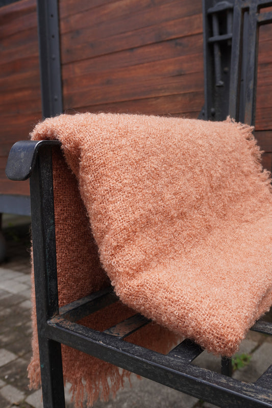 Protea Boucle Mohair Throw in Rusty Pink
