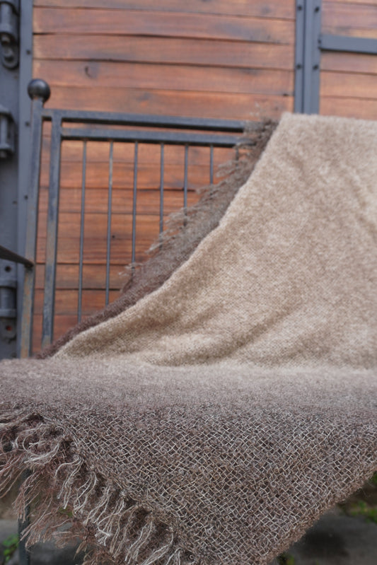 Protea Boucle Mohair Throw in Brown
