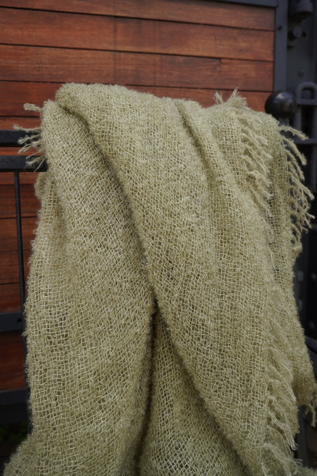 Protea Boucle Mohair Throw in Light Green