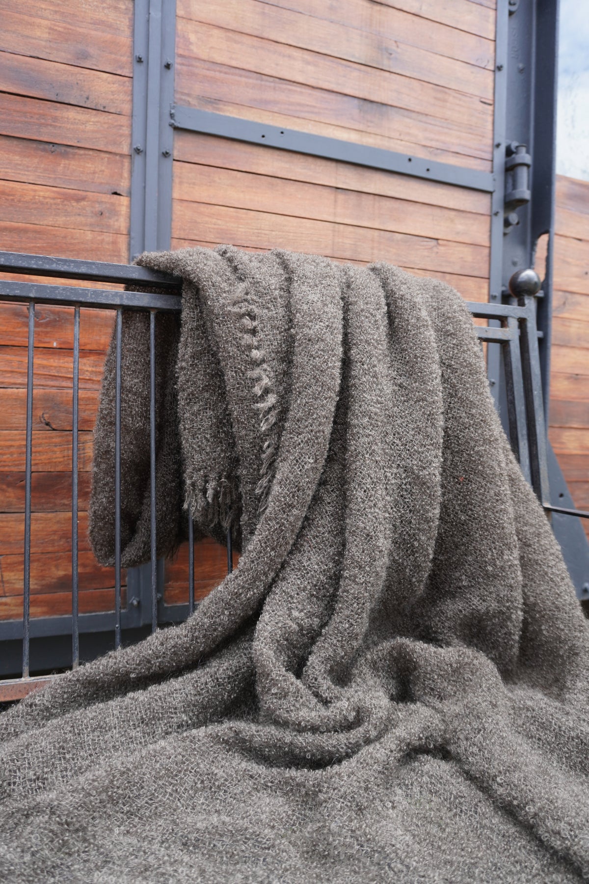 Protea Boucle Mohair Throw in Brown