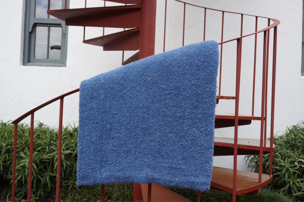 Protea Boucle Mohair Throw In Blue