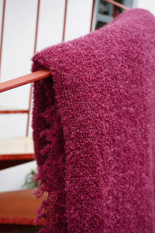 Protea Boucle Mohair Throw In Maroon