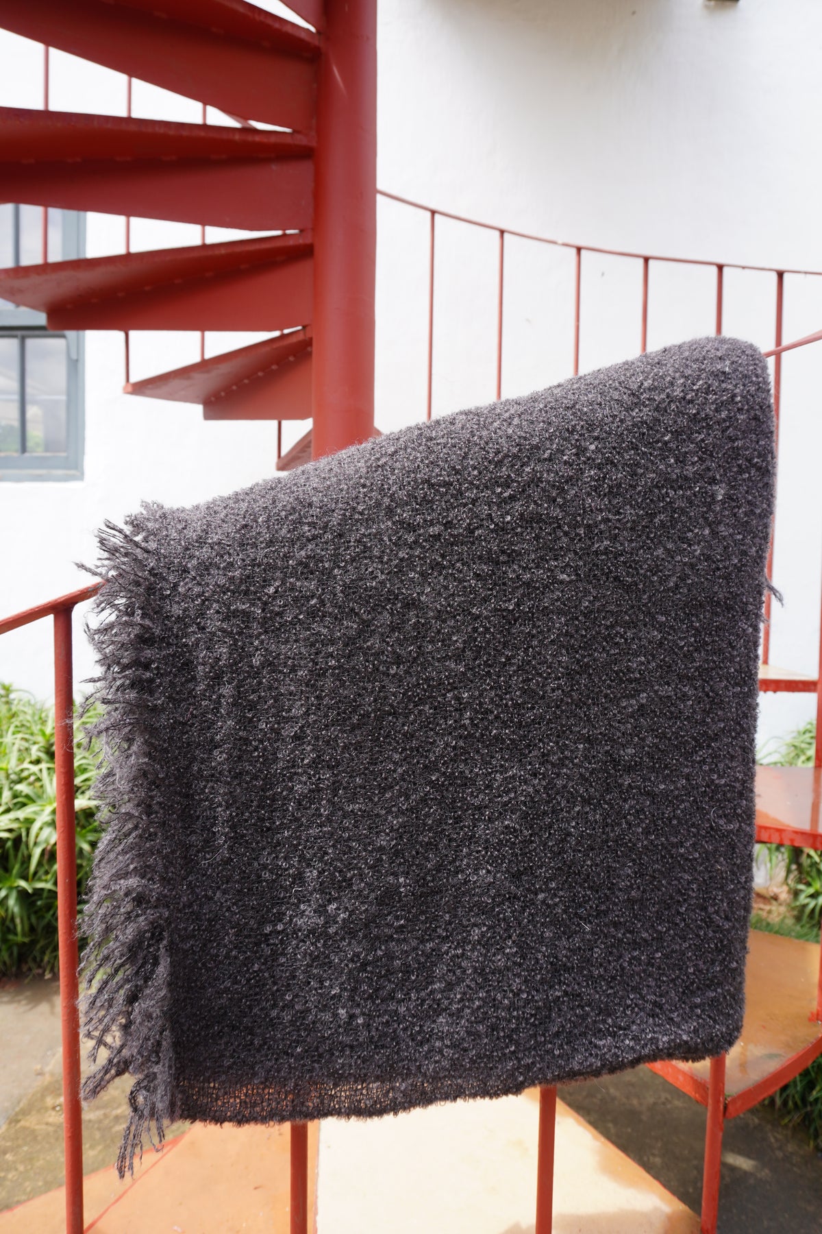 Protea Boucle Mohair Throw in Black