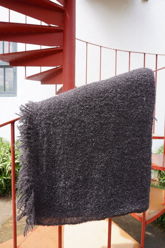 Protea Boucle Mohair Throw in Black