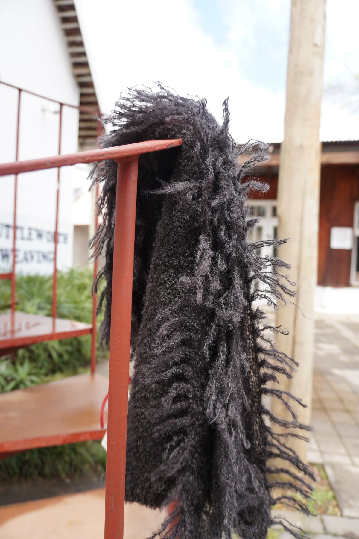 Protea Boucle Mohair Throw in Black