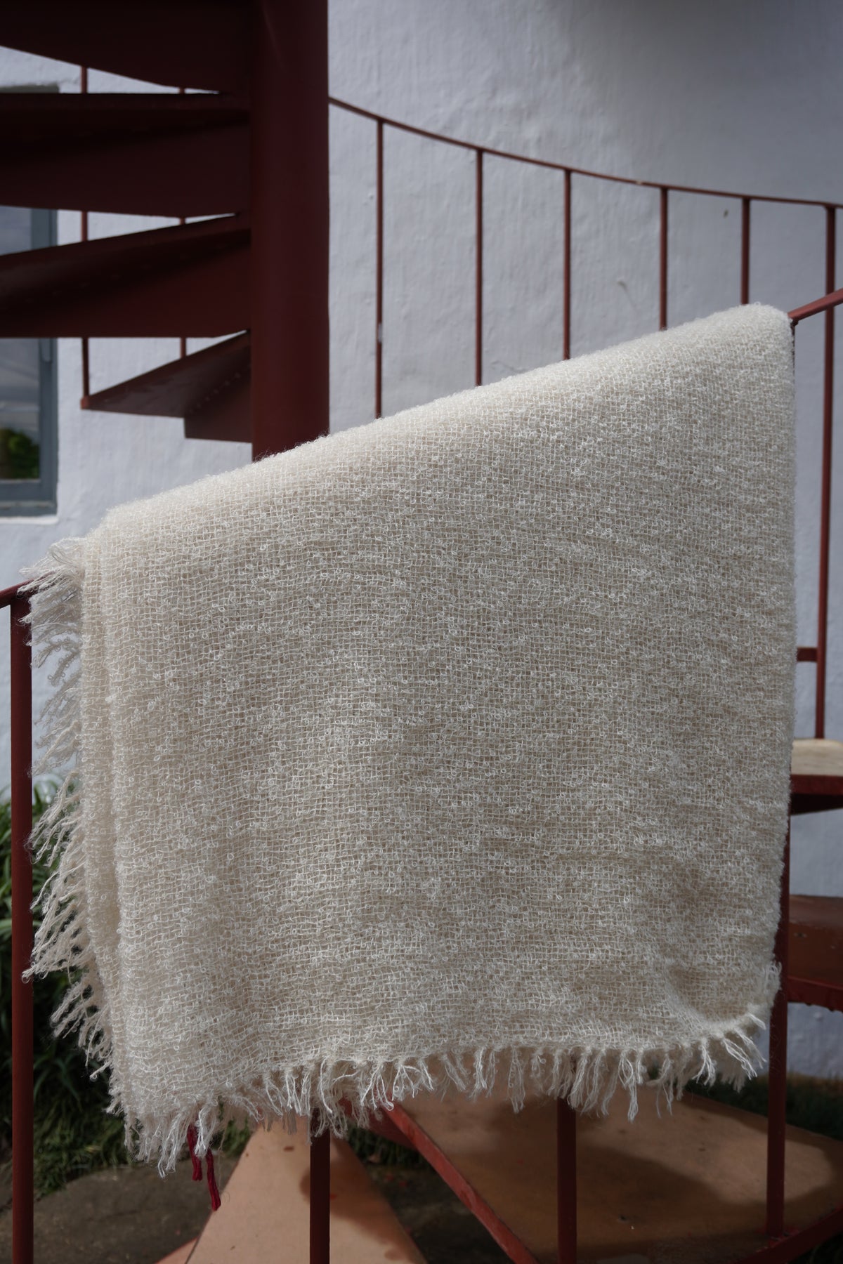 Protea Boucle Mohair Throw In White