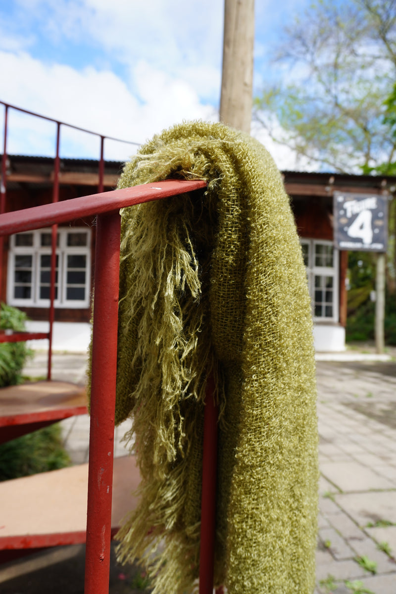 Kalahari Boucle Mohair Throw In Green