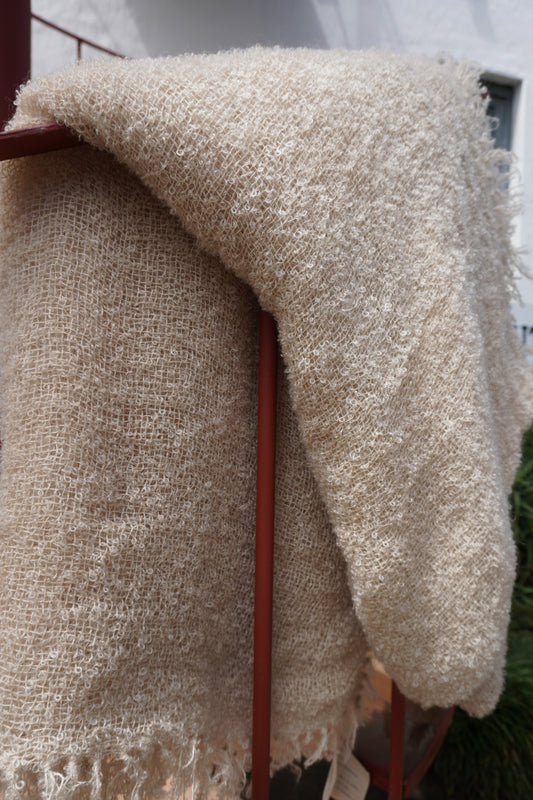 Protea Boucle Mohair Throw in Stone