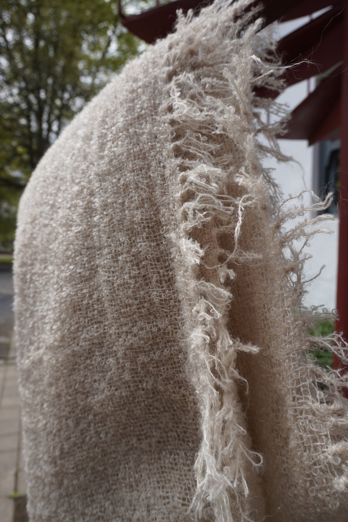 Protea Boucle Mohair Throw in Stone