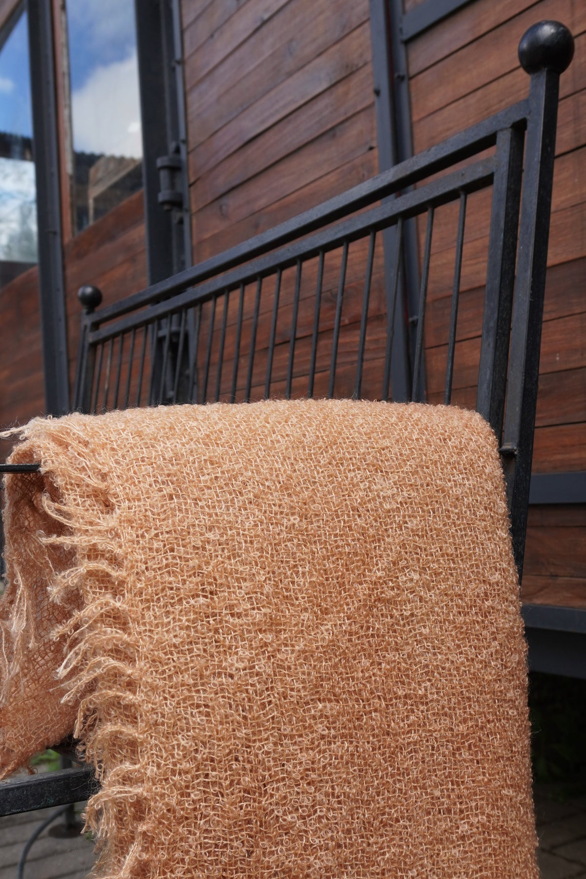 Protea Boucle Mohair Throw in Peach