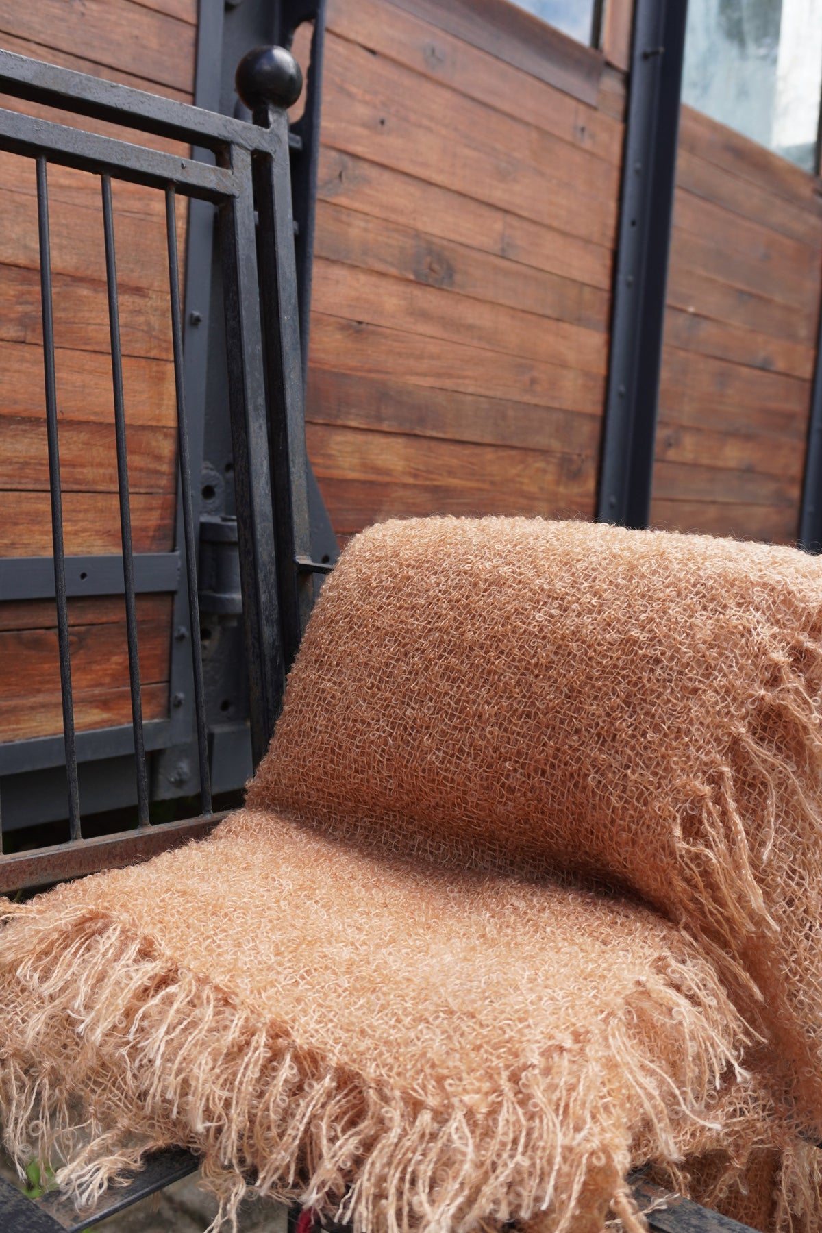 Protea Boucle Mohair Throw in Peach