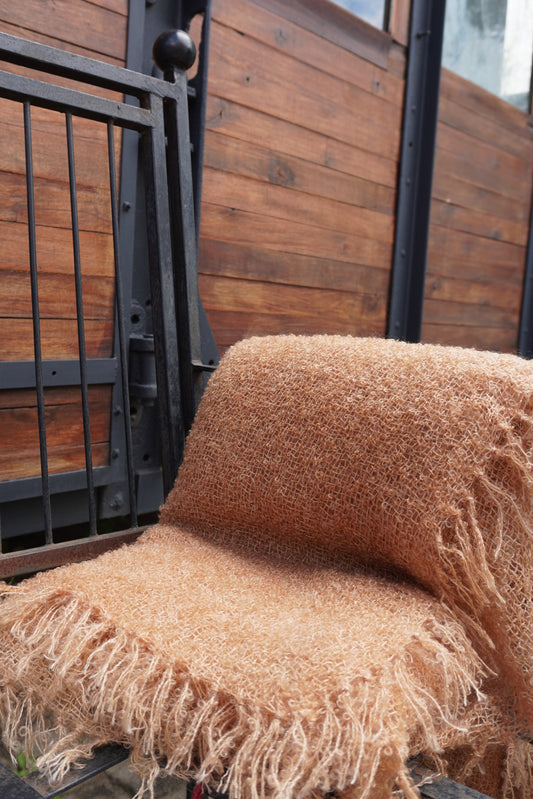Protea Boucle Mohair Throw in Peach