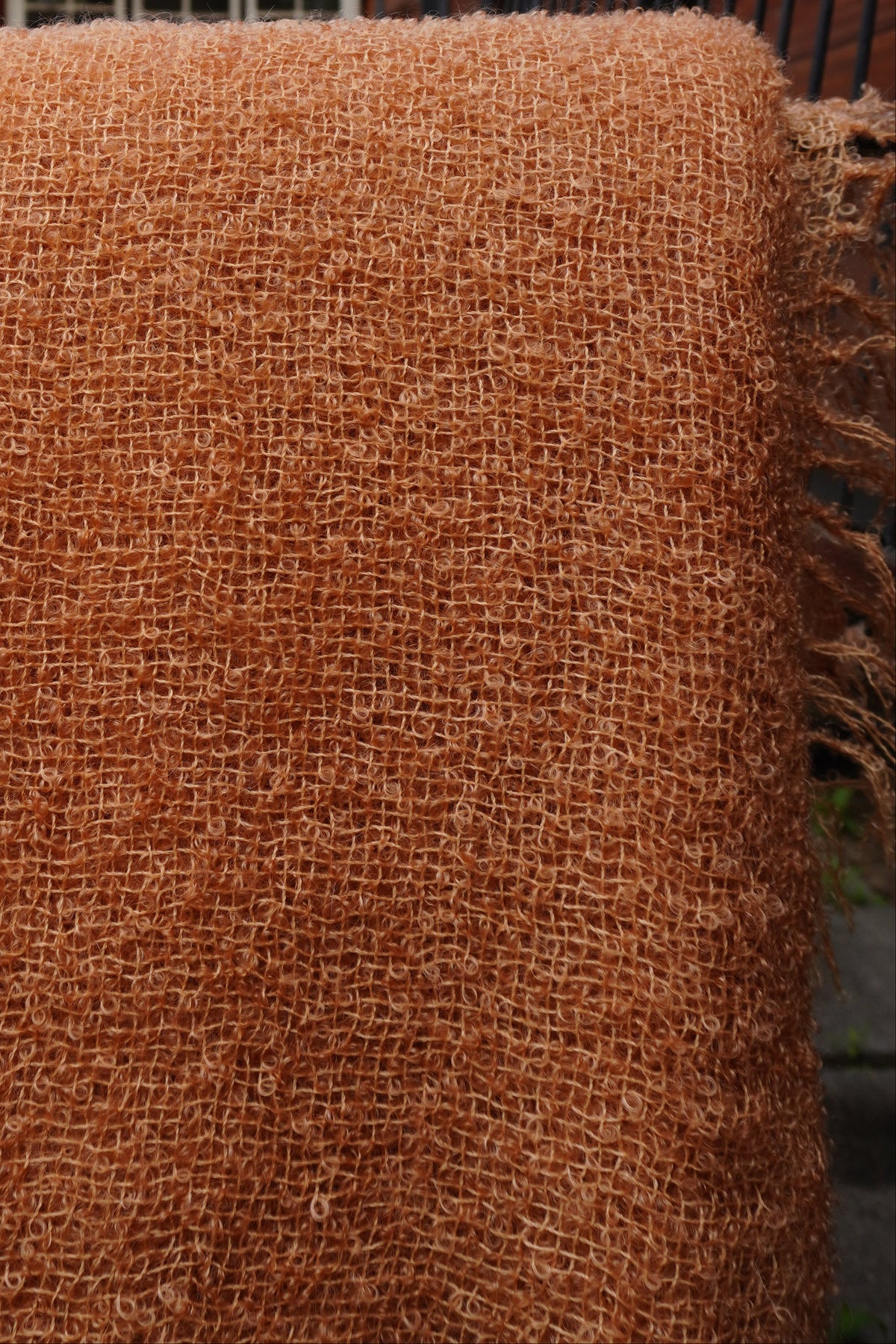 Protea Boucle Mohair Throw in Peach