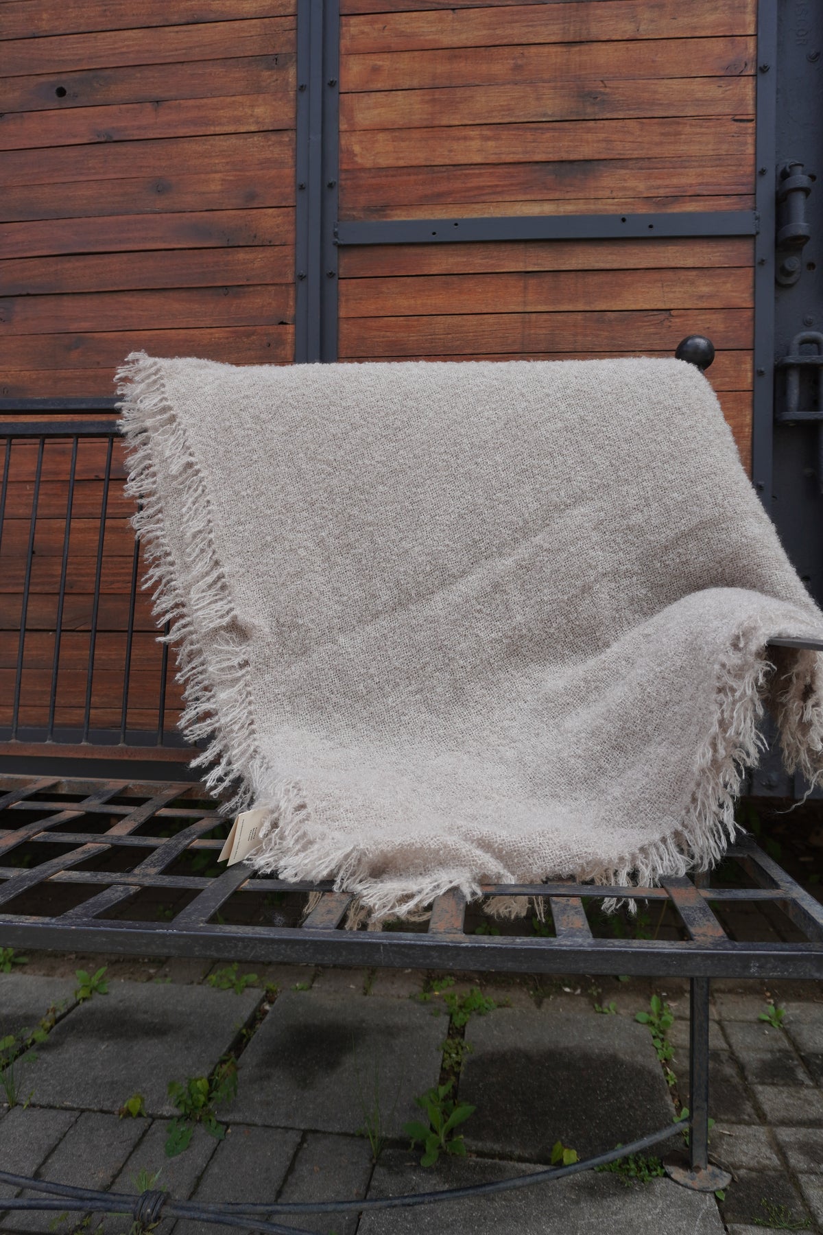 Protea Boucle Mohair Throw in Silver Grey
