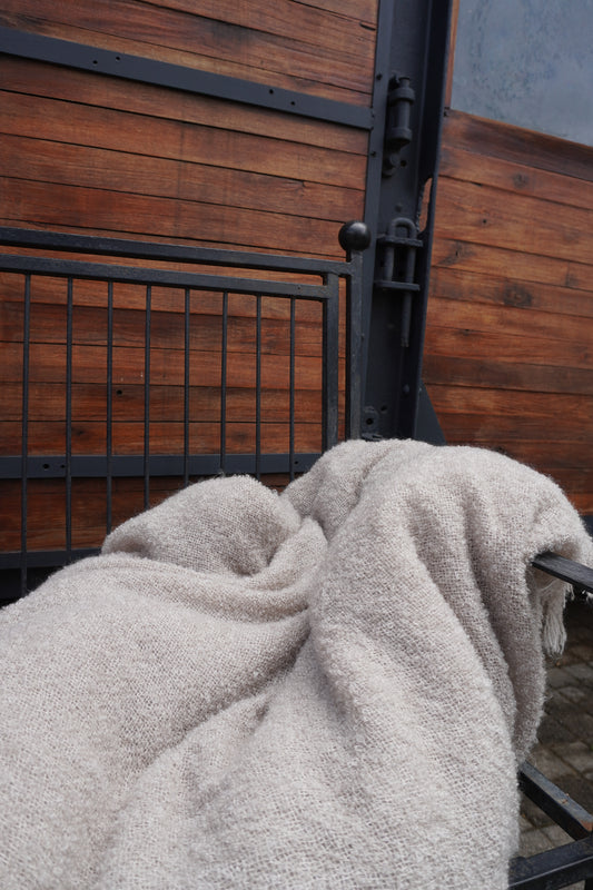 Protea Boucle Mohair Throw in Silver Grey