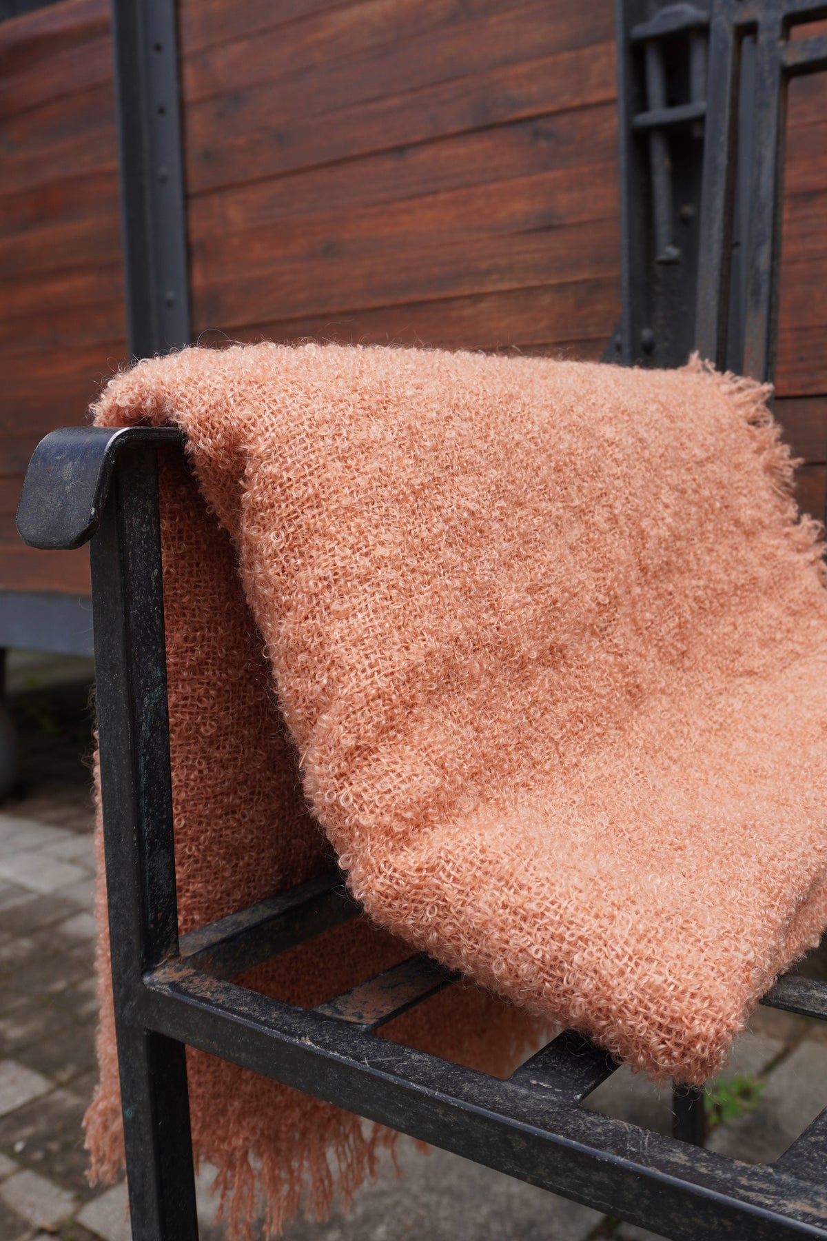 Protea Boucle Mohair Throw in Rusty Pink