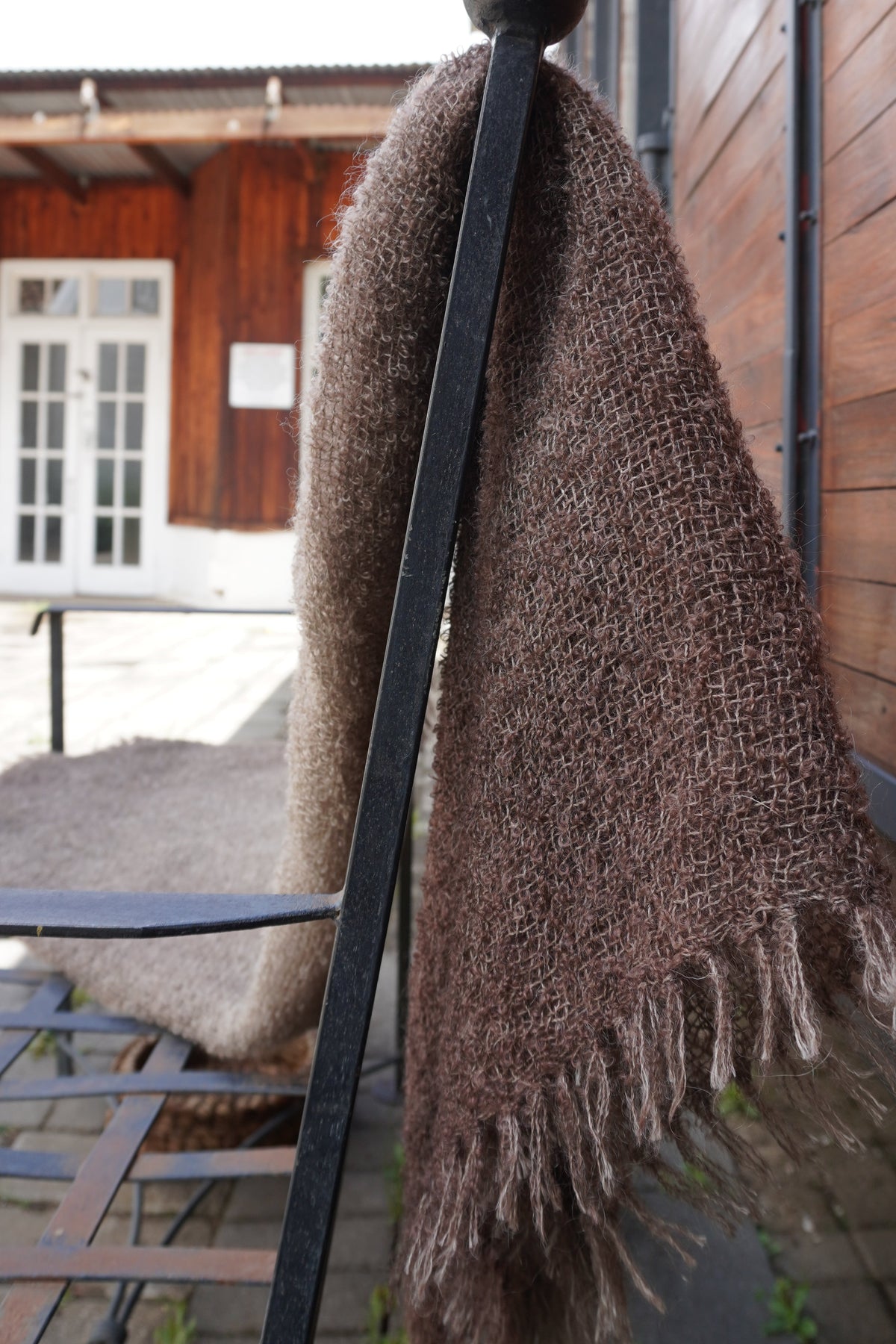 Protea Boucle Mohair Throw in Brown