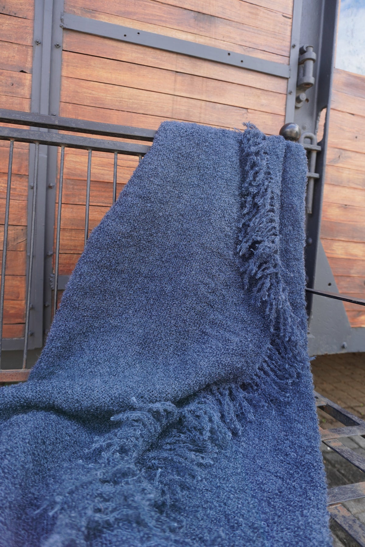Protea Mohair Throw In Navy