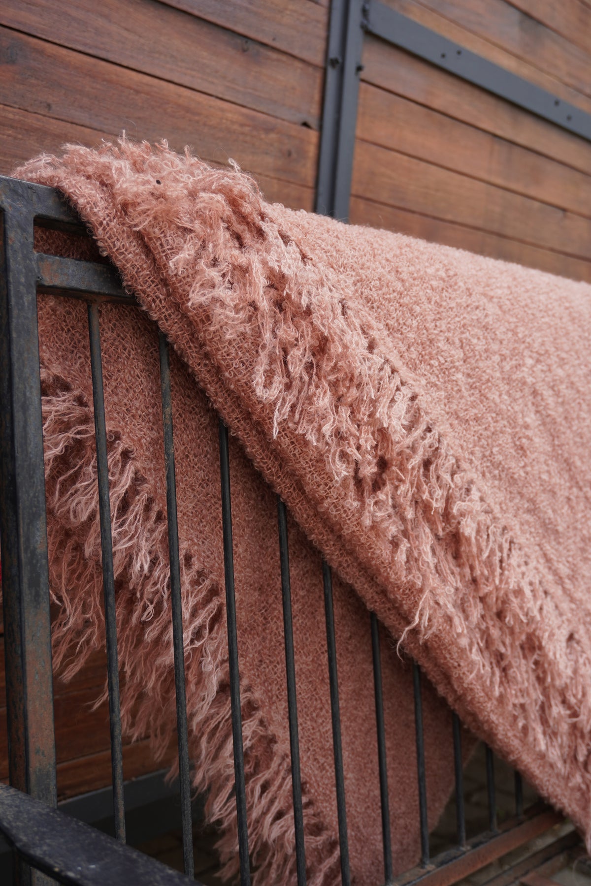 Protea Boucle Mohair Throw In Pink