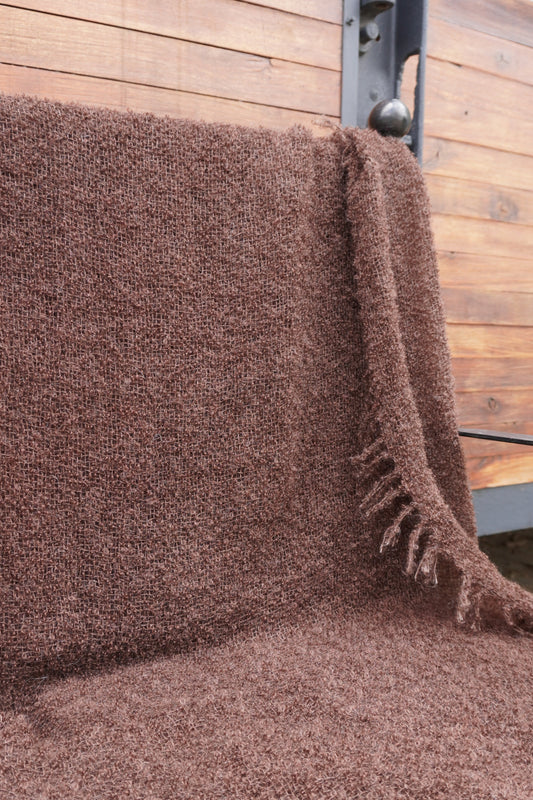Protea Boucle Mohair Throw in Brown