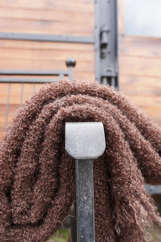 Protea Boucle Mohair Throw in Brown