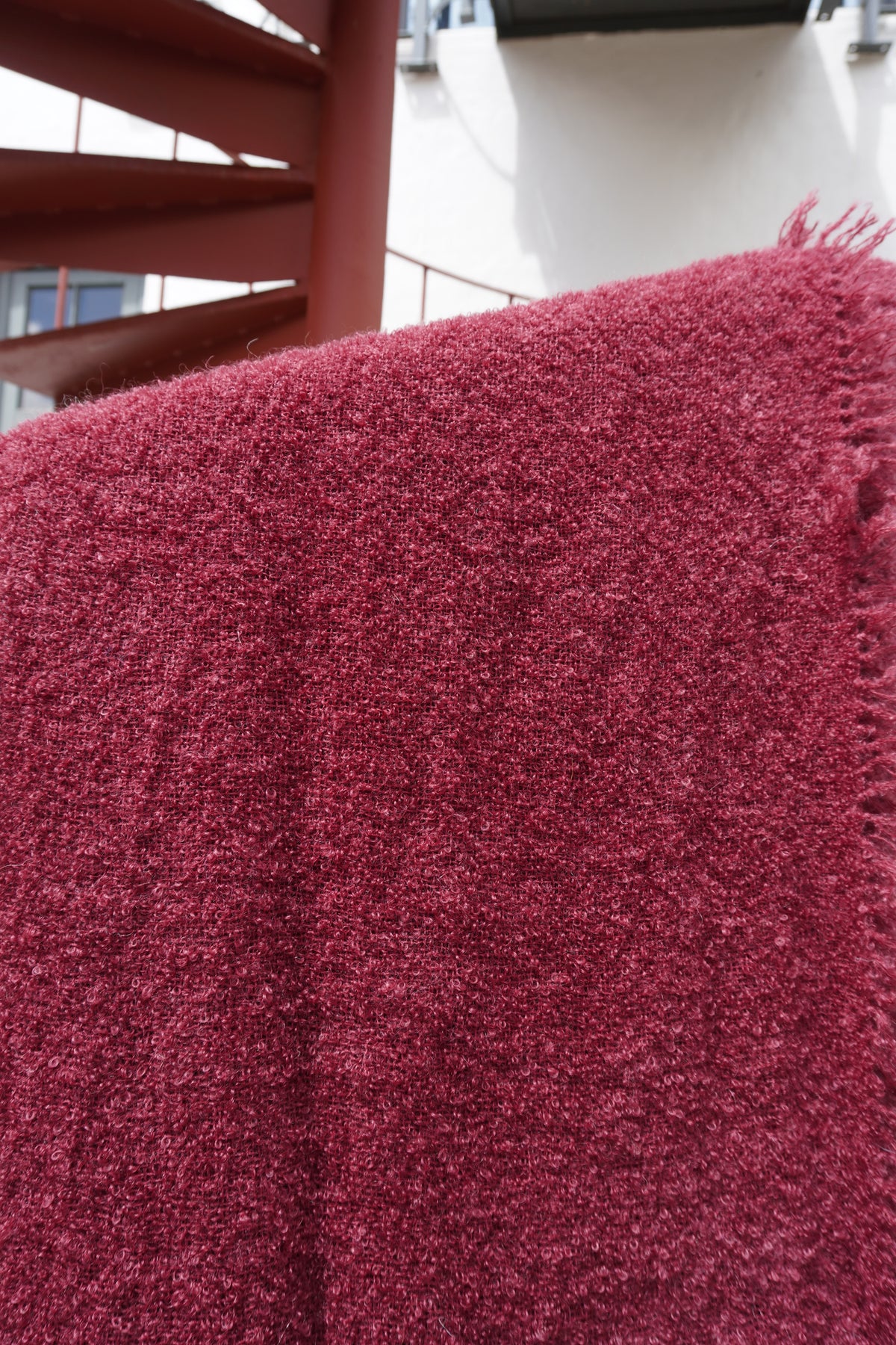 Protea Boucle Mohair Throw in Maroon