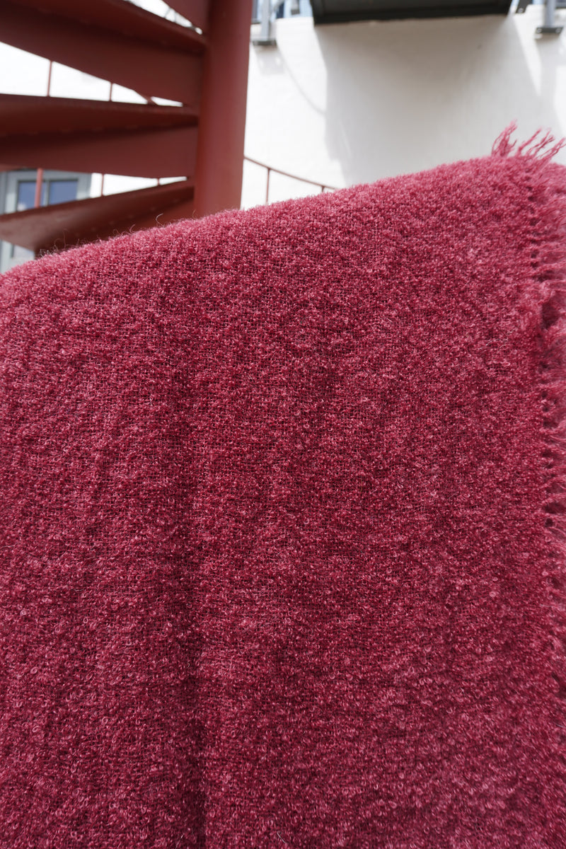 Protea Boucle Mohair Throw in Maroon