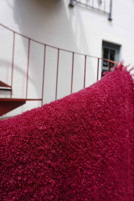 Protea Boucle Mohair Throw in Maroon