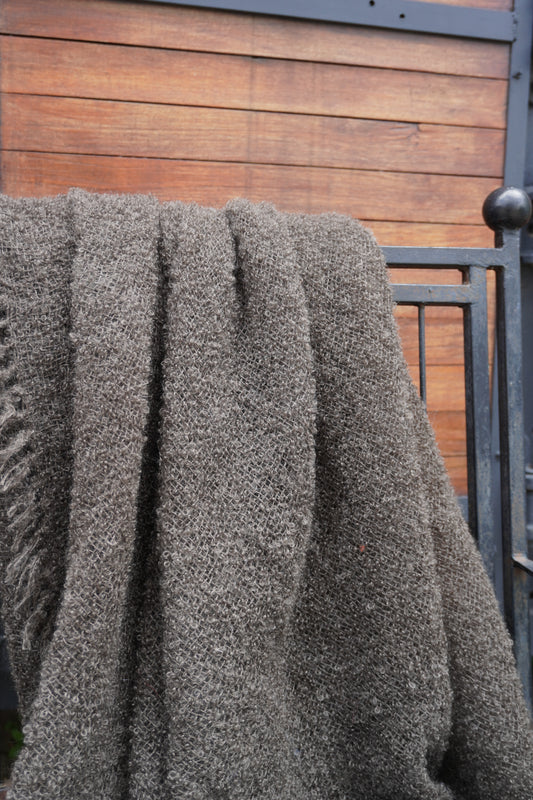 Protea Boucle Mohair Throw in Brown