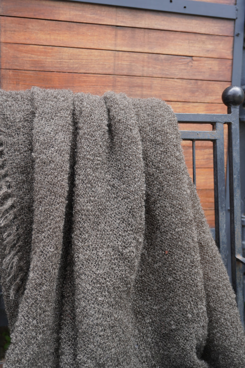 Protea Boucle Mohair Throw in Brown