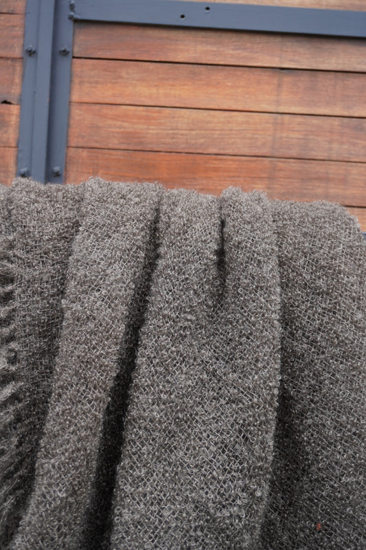 Protea Boucle Mohair Throw in Brown