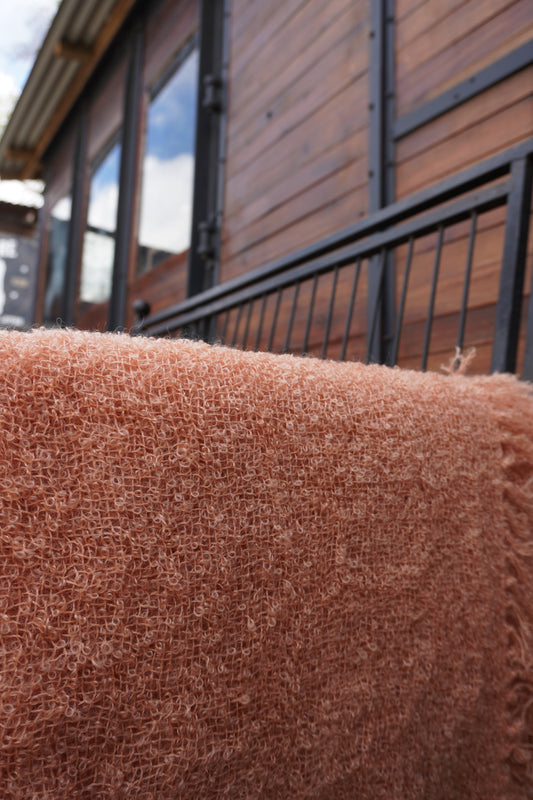 Protea Boucle Mohair Throw in Orange