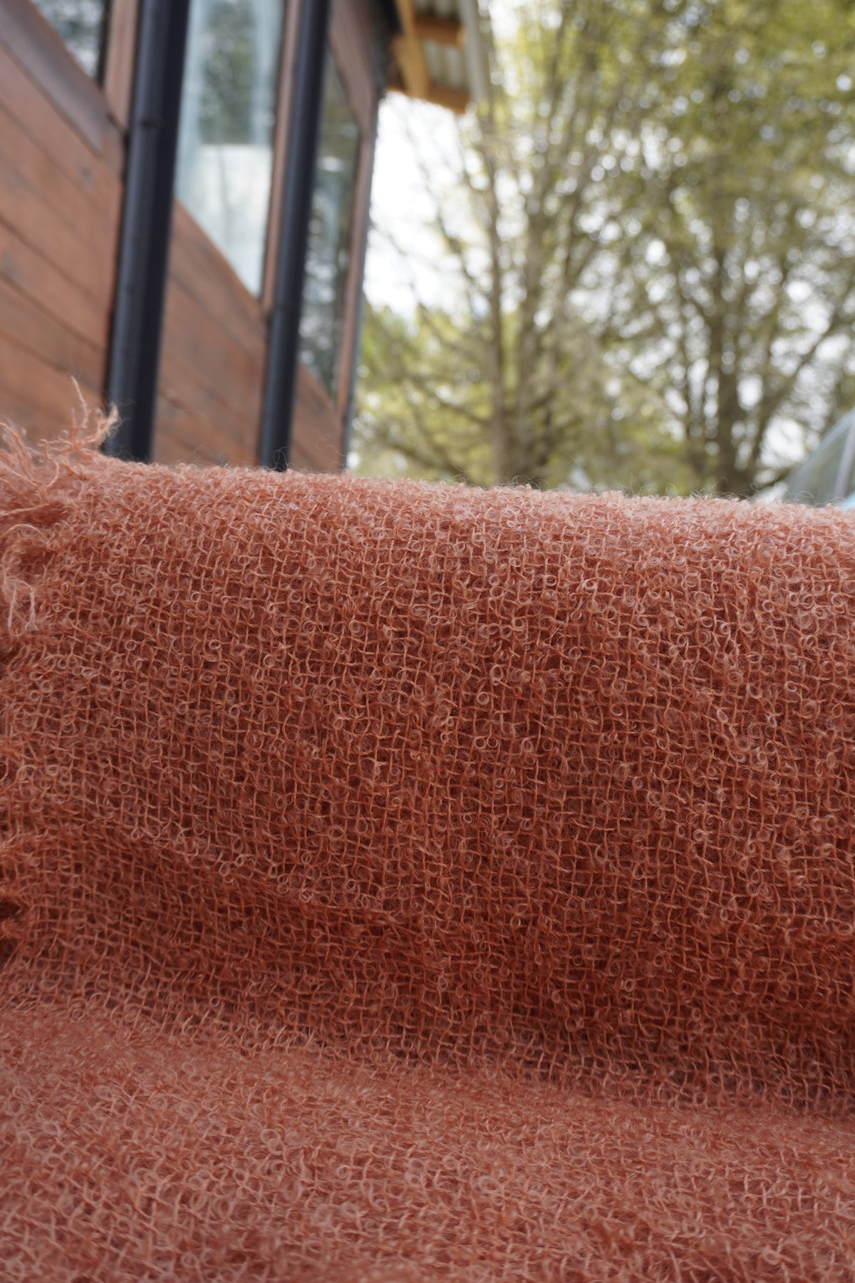 Protea Boucle Mohair Throw in Orange