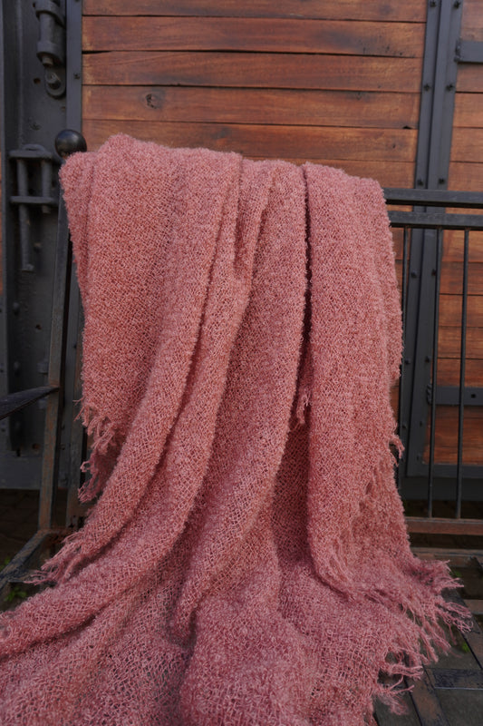 Protea Boucle Mohair Throw in Pink